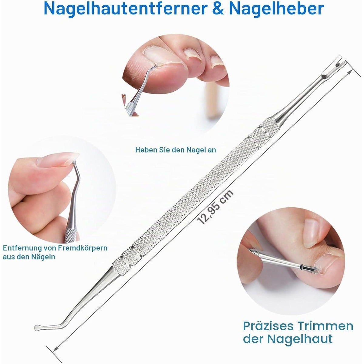 Maniküre-Set Edelstahl | Gel-Lackentferner & Nagelhautschieber