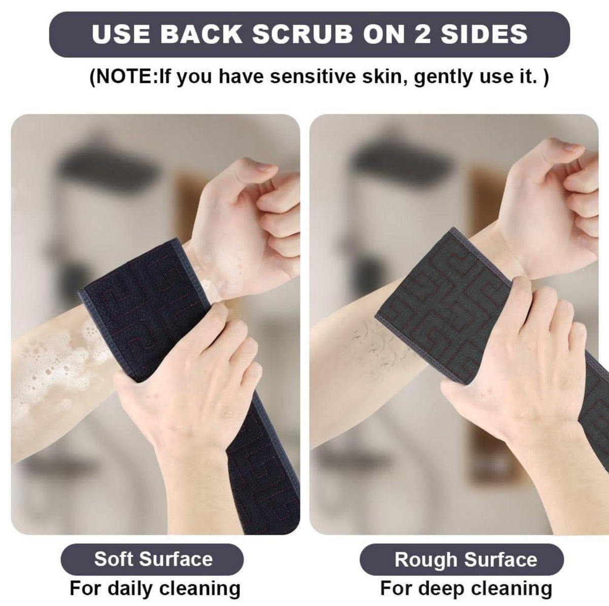 Peeling Rückenschrubber Doppelseitig mit Griffen für Dusche