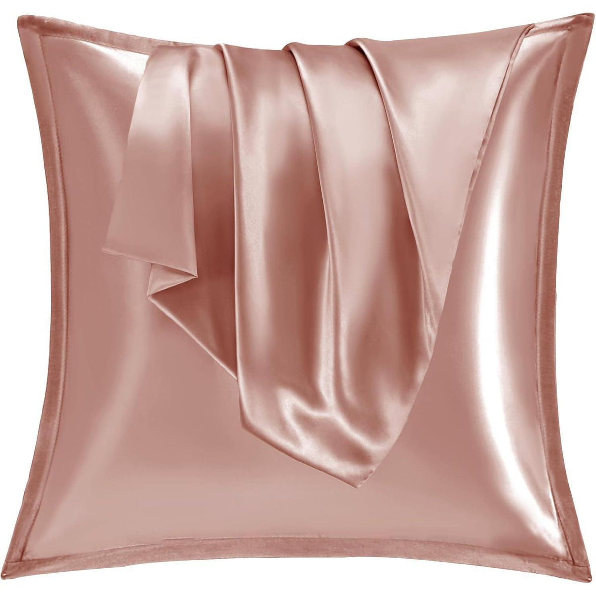 2er Set Satin Kissenbezüge 80x80cm mit Reißverschluss, Rose Gold