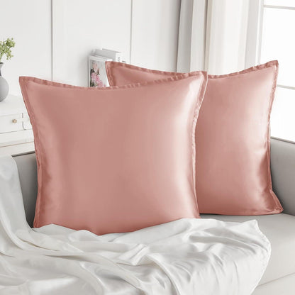 2er Set Satin Kissenbezüge 80x80cm mit Reißverschluss, Rose Gold