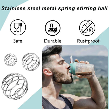 3er Set Edelstahl Protein Shaker Ball Mixer für Shakes & Fitness, 3 Größen
