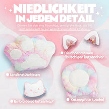 Gaming Stuhl mit Katzenpfote Lendenkissen, Velour