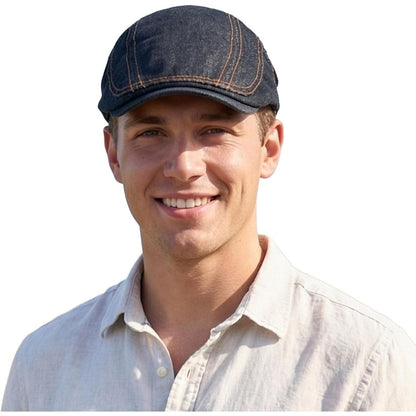 Jeans Schiebermütze Herren Damen - Verstellbare Flatcap Newsboy Cap