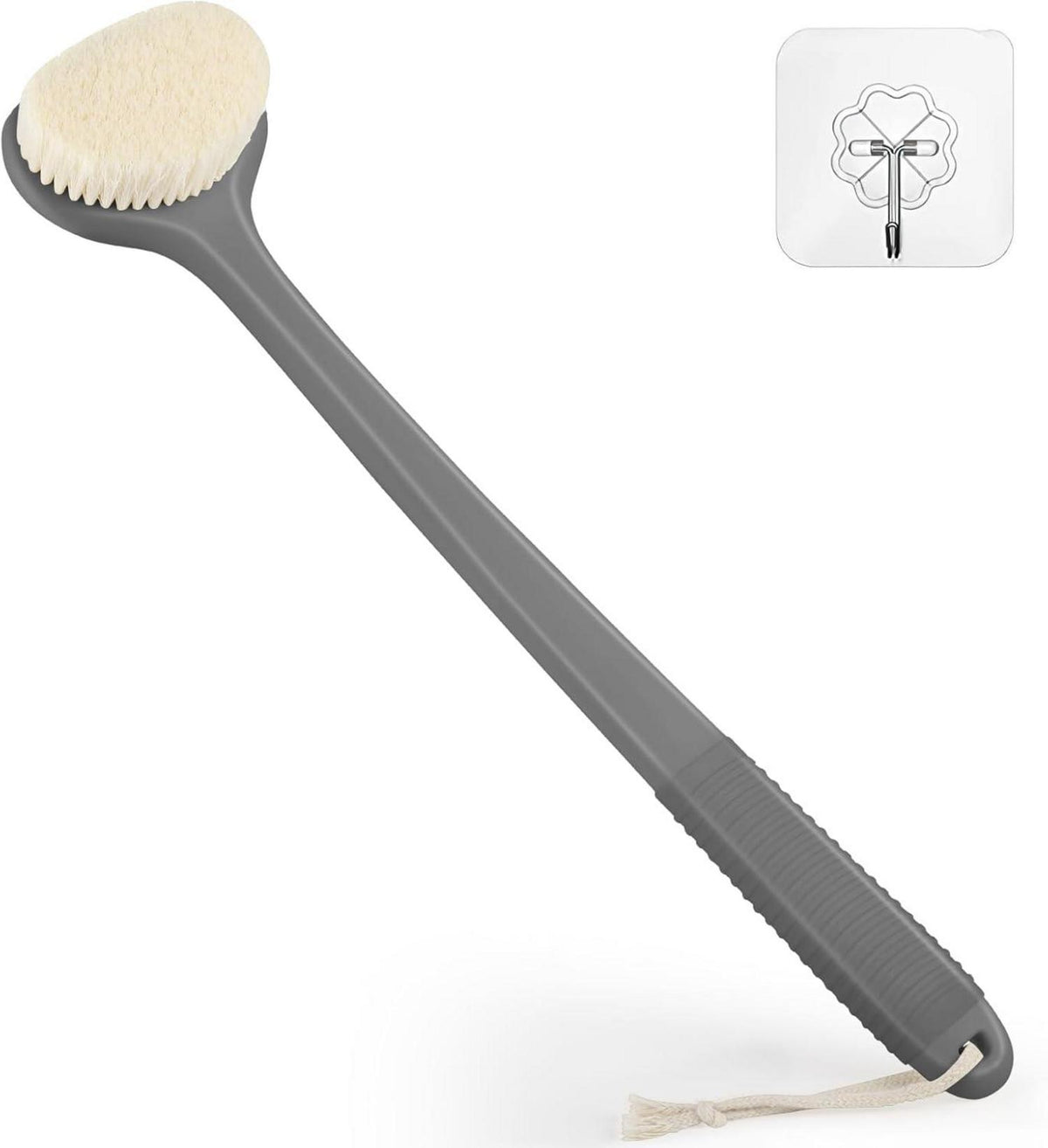 Rückenbürste für die Dusche 43cm Anti-Rutsch Griff Grau