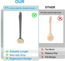 Rückenbürste 43 cm Anti-Rutsch-Griff Nass-Trockenbürste Grau