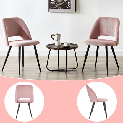 Esszimmerstühle 4er Set Rosa, Kordsamt & Metallbeine