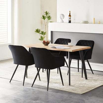 CLIPOP Esszimmerstühle 6er Set Samt Schwarz Armlehne
