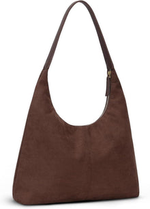 Große Vintage Wildleder Schultertasche mit Reißverschluss