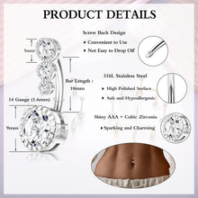 9stk Bauchnabelpiercing Set Gold Silber Opal Perle CZ 14G
