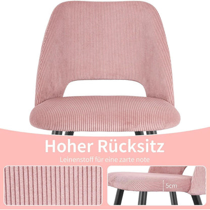 Esszimmerstühle 6er Set Rosa, Kordsamt & Metallbeine