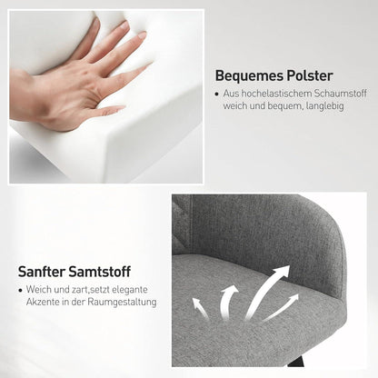 CLIPOP Esszimmerstühle 6er Set Leinen Granitgrau Armlehnenstühle