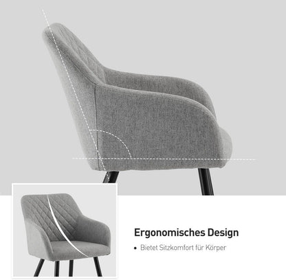 Set Esszimmerstühle Leinen Bezug Armlehne Metallbeine Polstersessel