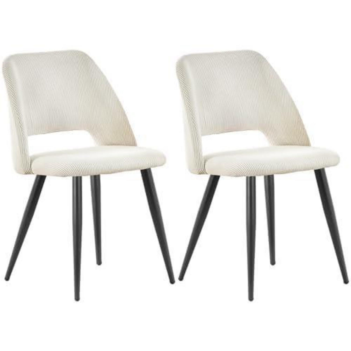 Esszimmerstühle 2er Set, Beige Kordsamt, Ergonomisch & Robust