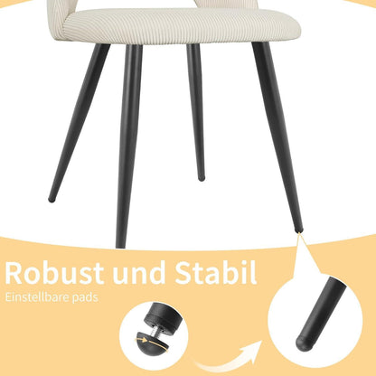 Esszimmerstühle 2er Set, Beige Kordsamt, Ergonomisch & Robust