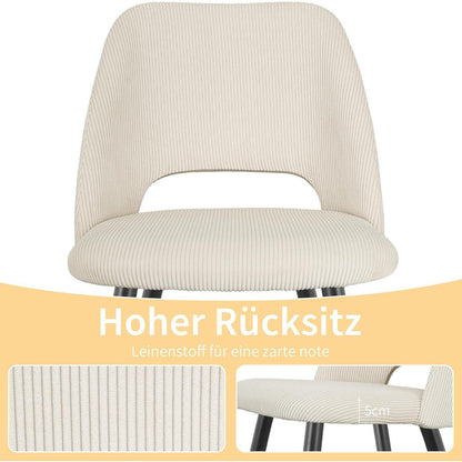 Esszimmerstühle 6er Set Kordsamt Gepolstert Beige
