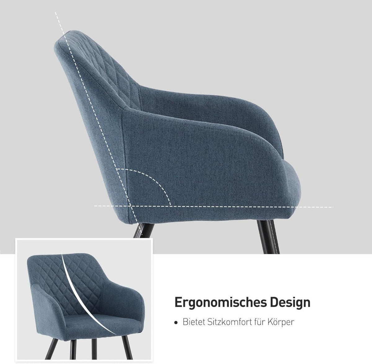 Set Esszimmerstühle Leinen Bezug Armlehne Metallbeine Polstersessel
