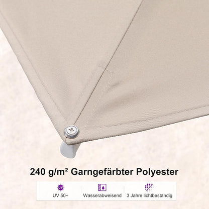 Großer Sonnenschirm 360x270cm Beige Twist Ampelschirm Kurbel Alu