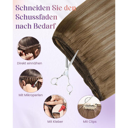 Echthaar Tressen Ombre Blond - Sew-in Weft 60cm