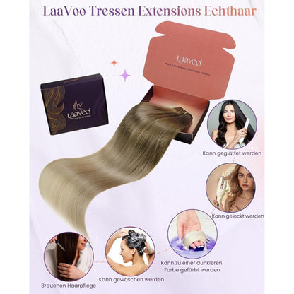 Echthaar Tressen Ombre Blond - Sew-in Weft 60cm