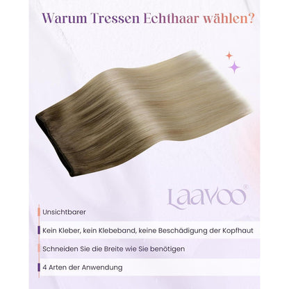 Echthaar Tressen Ombre Blond - Sew-in Weft 60cm