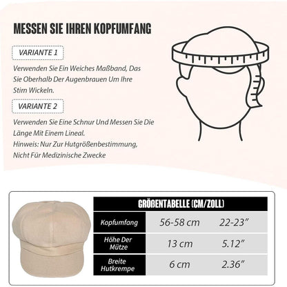 Vintage Damen Baskenmütze Wintermütze Beige