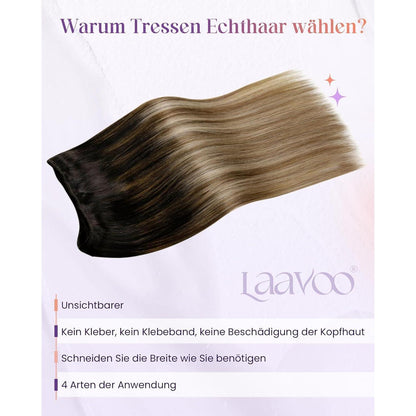 Echthaar Tressen Braun Ombre 60cm - 100g #2/6/18