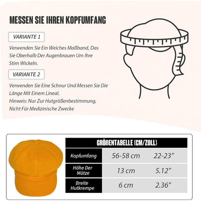 Vintage Damen Baskenmütze - Warme Winter Mütze Gelb