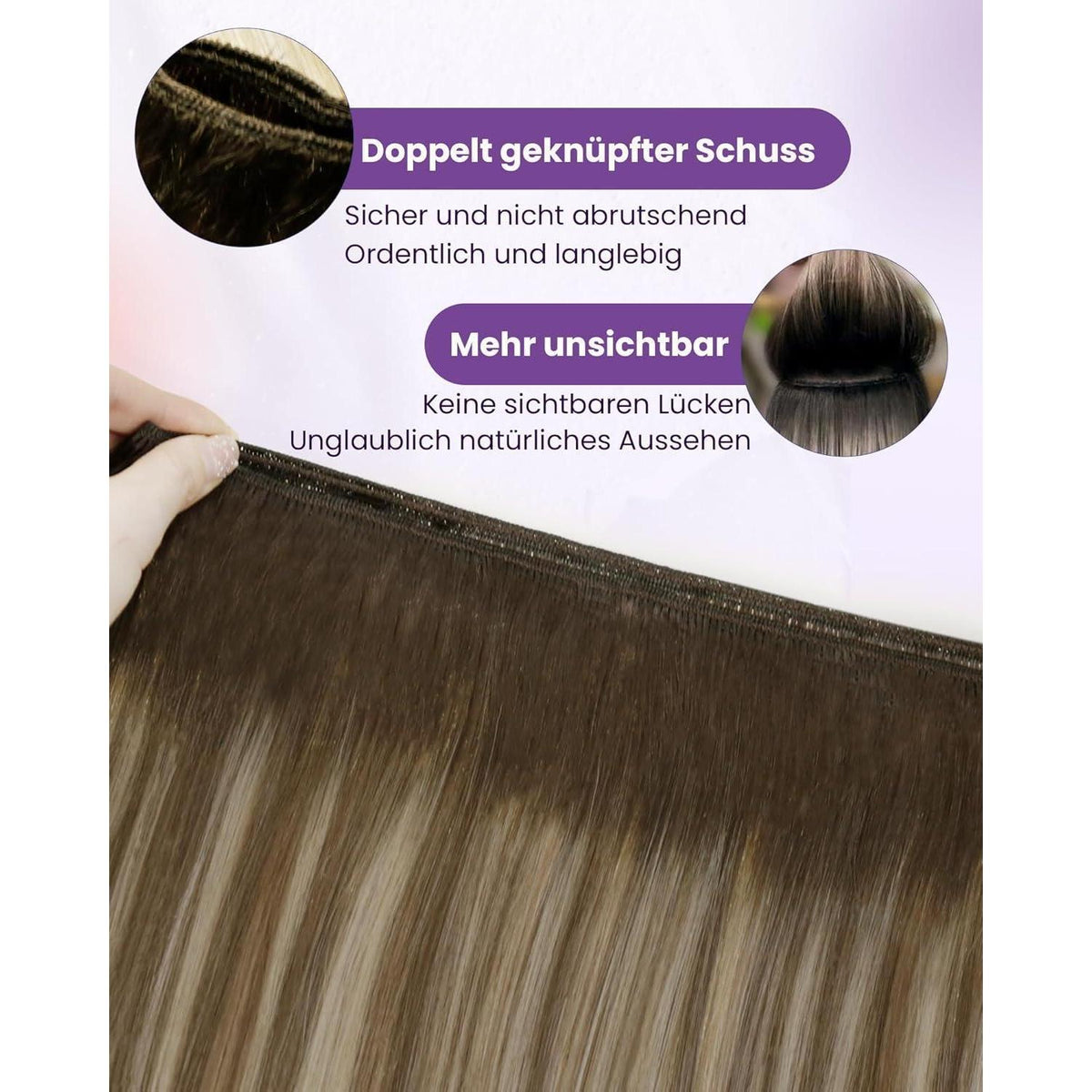Echthaar Tressen Blayage Braun Ombre 60cm - 100g