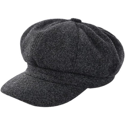 Vintage Damen Baskenmütze Winter Warme Achteck Cap Grau