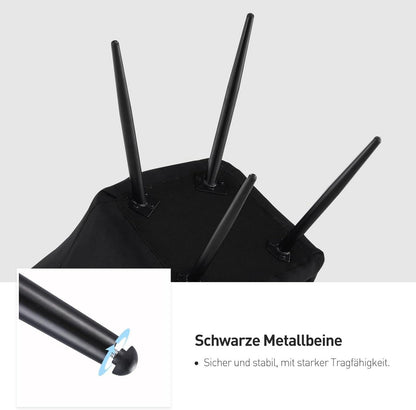 Esszimmerstühle 4er Set Leinen Schwarz Armlehne Metallbeine