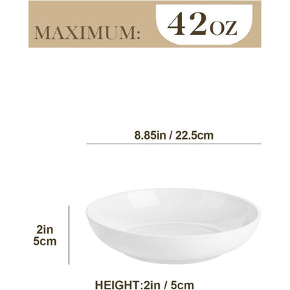 6er Set Tiefe Teller 1250ml Cremeweiß Porzellan für Pasta & Suppe
