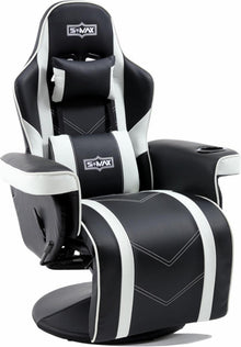 Gaming Stuhl Sessel mit Fußstütze Becherhalter Schwarz