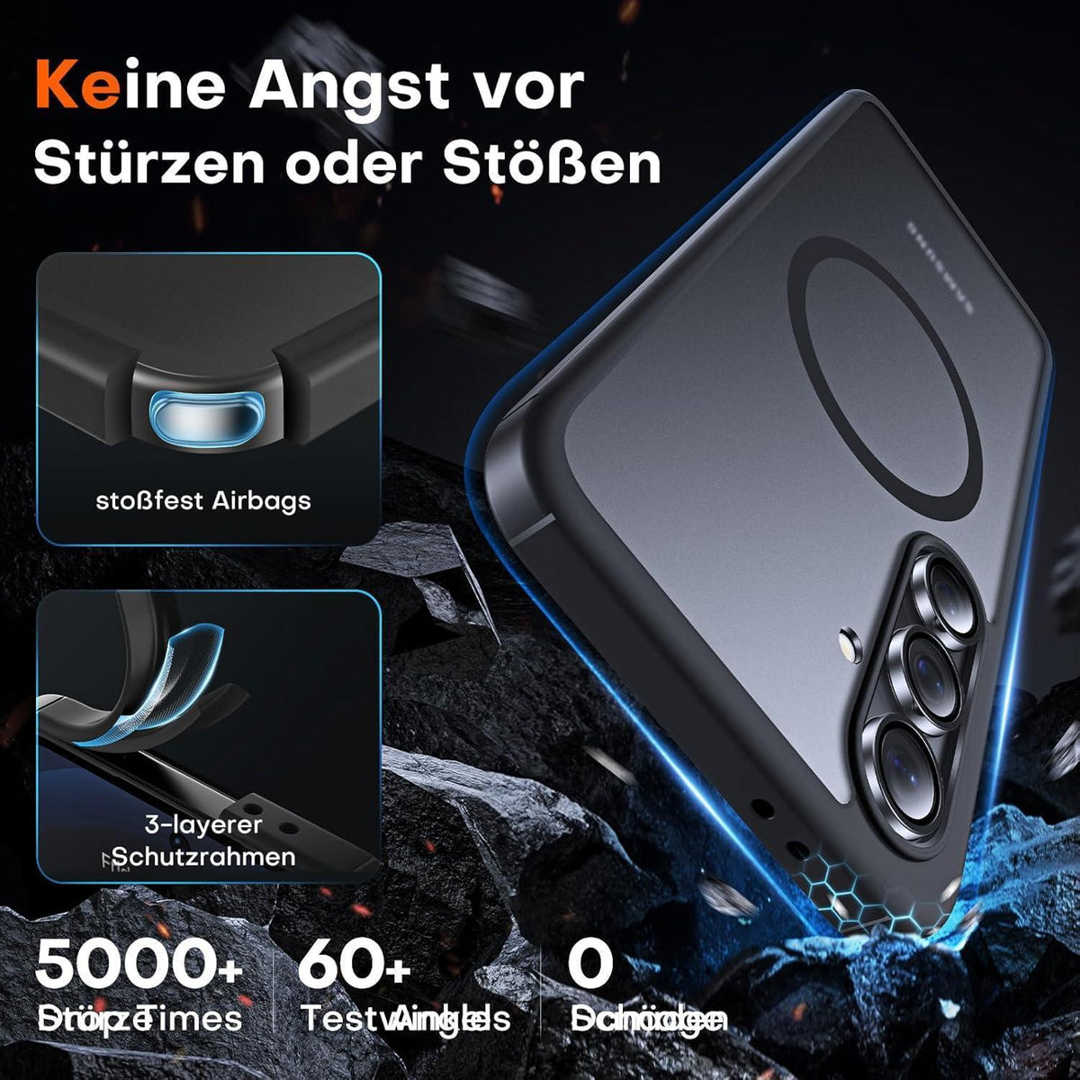 Galaxy S24 FE Hülle Magsafe, Militärschutz, Schwarz