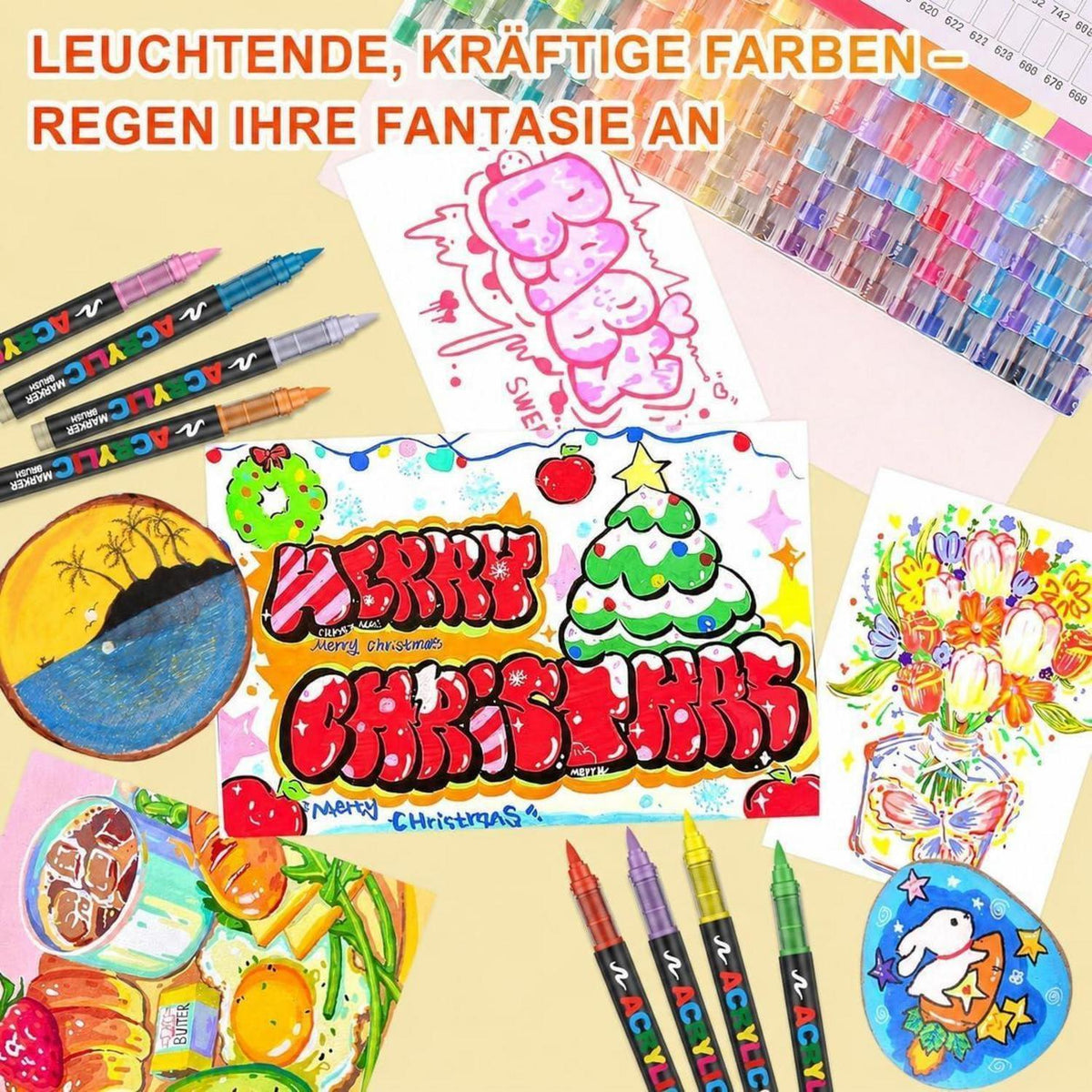 168 Acrylstifte Set – Wasserfest & Brush Tip