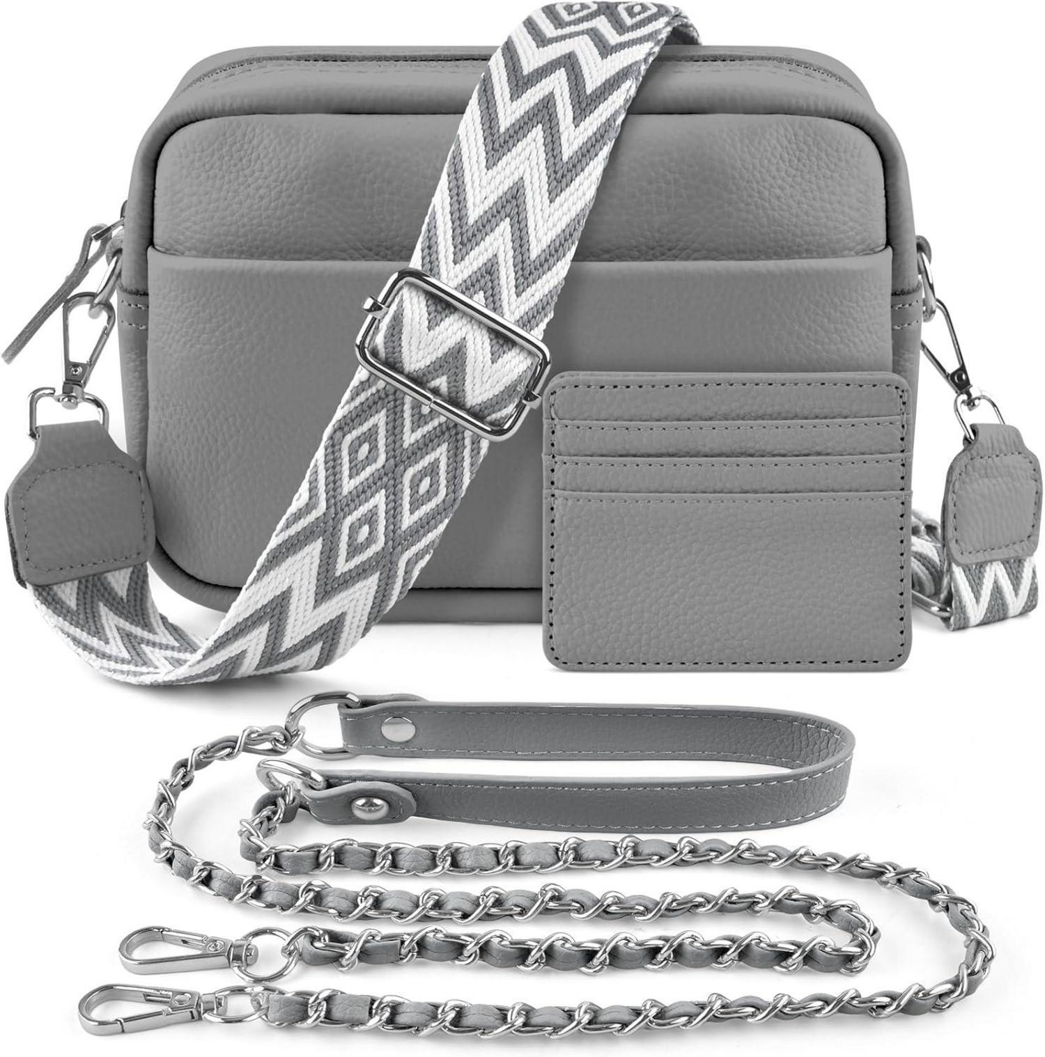 Handy Umhängetasche Echtes Leder Crossbody Bag Schwarz