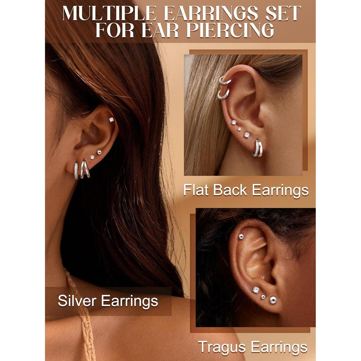 12 Paar Ohrringe Set Gold Silber | Edelstahl Piercing für Damen & Herren