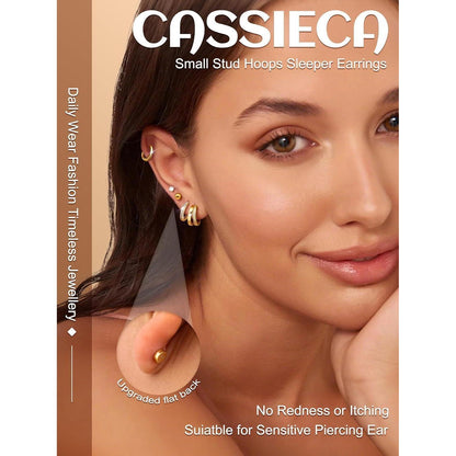 12 Paar Ohrringe Set Gold Silber | Edelstahl Piercing für Damen Herren