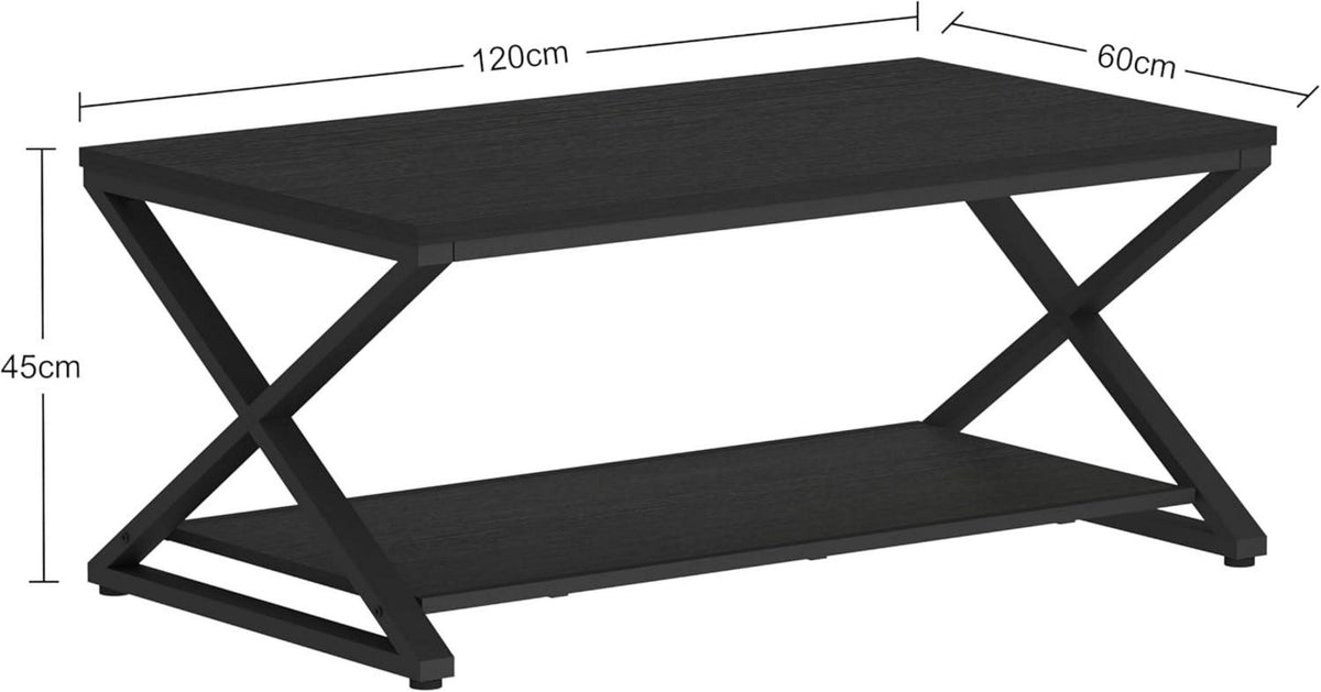 Couchtisch Schwarz Holz mit Stauraum Modern 120x60x45 cm