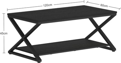 Couchtisch Schwarz Holz mit Stauraum Modern 120x60x45 cm