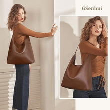Große Damen Wildleder Tote Bag Braun - Schultertasche Hobo