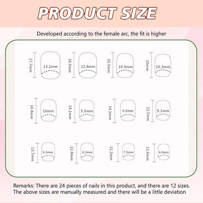 24 Stück French Tip Kunstnägel Glänzend Nude Braun Gold