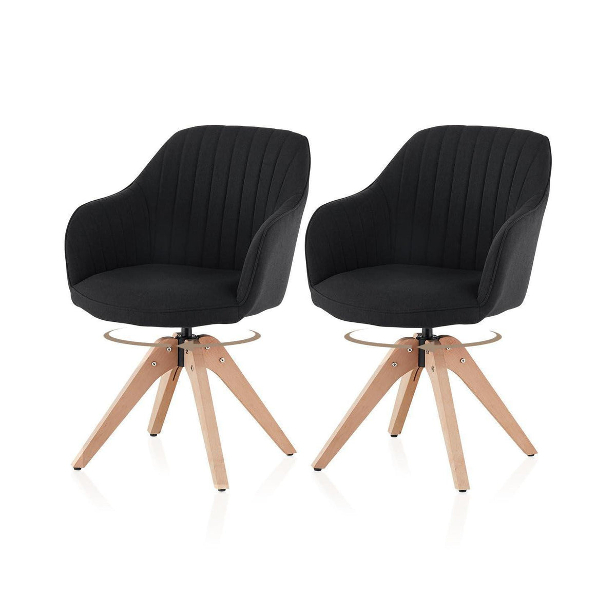 Drehbare Esszimmerstühle Set 2 | Leinen, Massivholz, Komfort