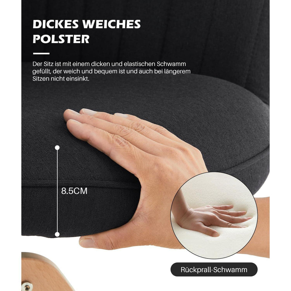 Drehbare Esszimmerstühle Set 2 | Leinen, Massivholz, Komfort