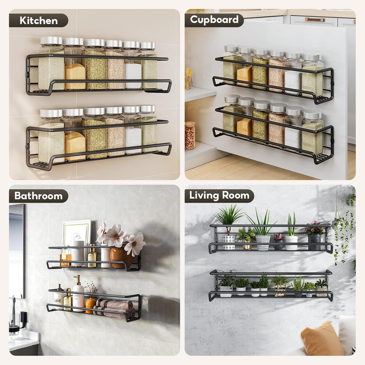 Hängendes Gewürzregal 12 Gläser Etiketten Wand Schranktüren Regal Set