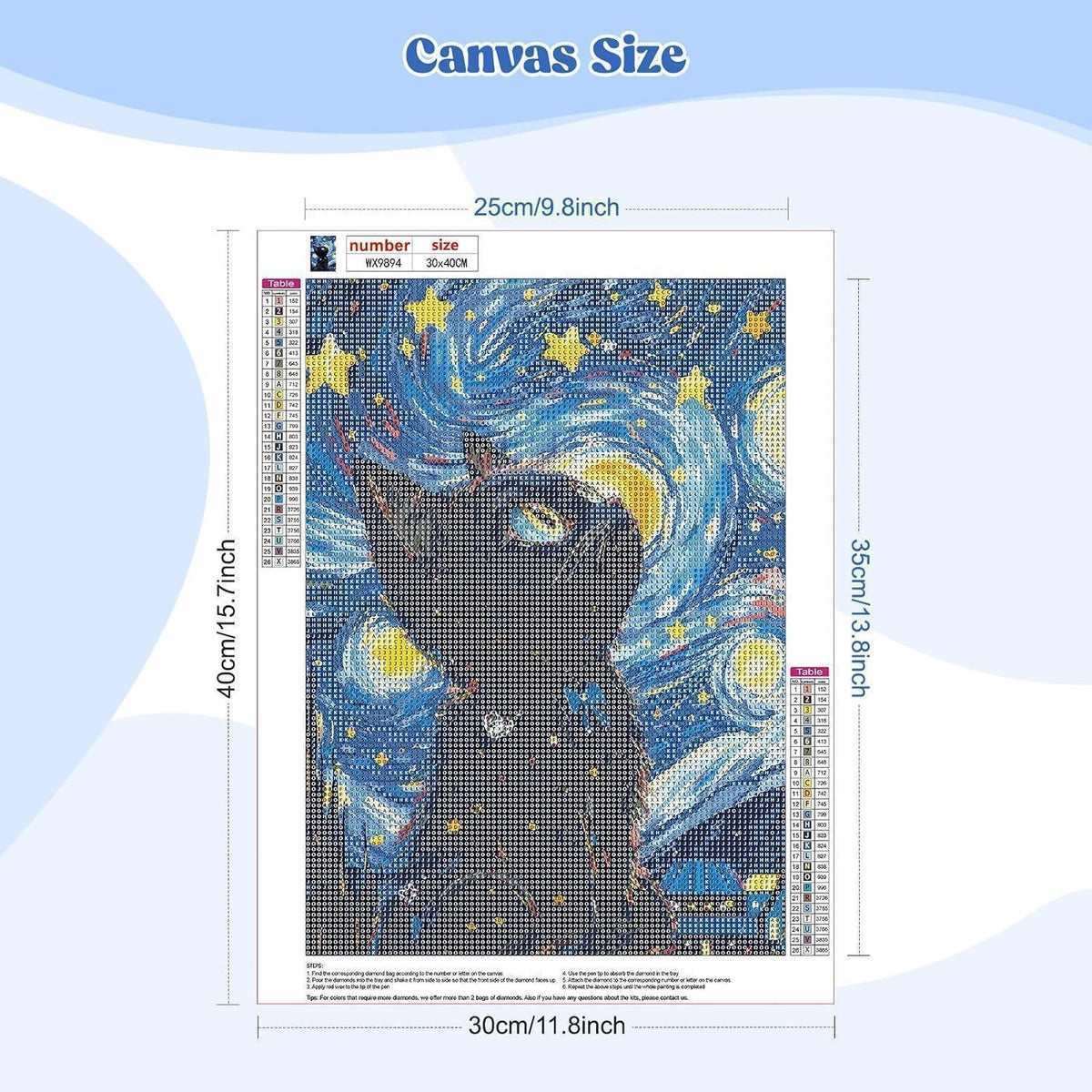 Diamant Painting Sternennacht Katze 5D DIY Bild Erwachsene