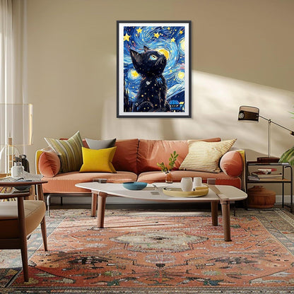 Diamant Painting Sternennacht Katze 5D DIY Bild Erwachsene