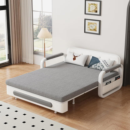 Ausziehbares Schlafsofa mit Stauraum – Dunkelgrau/Weiß (128cm)