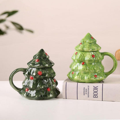 400ml Weihnachtstasse mit Bär & Deckel – Keramik Becher