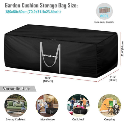 Auflagen Tasche 180x80x60cm - Wasserdichte Aufbewahrung für Polster