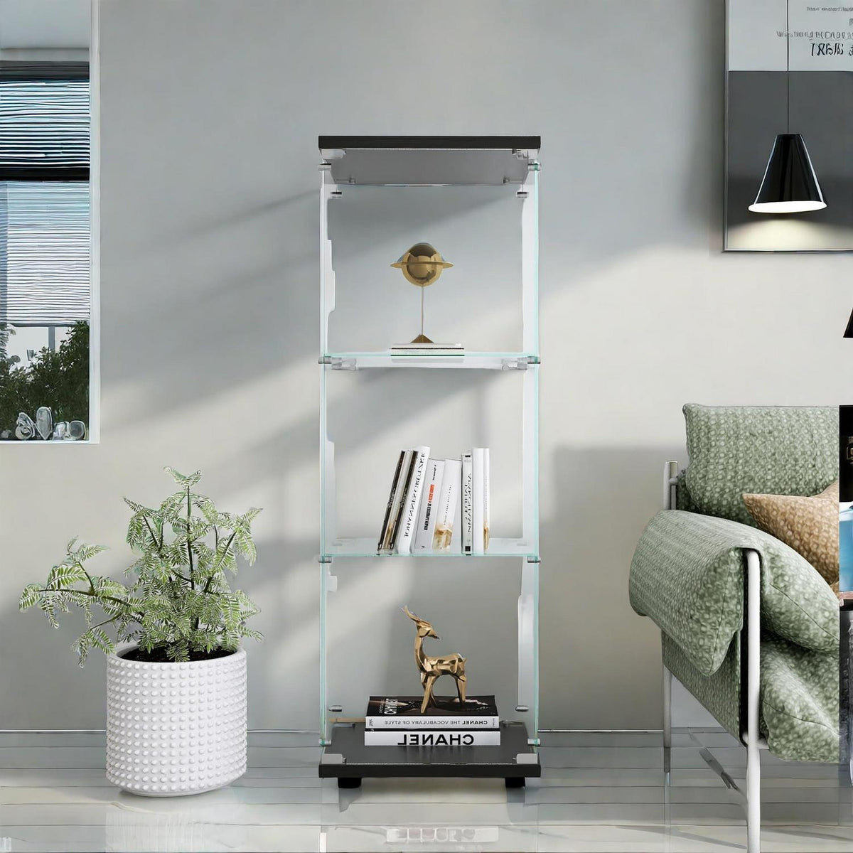 Glasvitrine Schwarz 3 Etagen – Moderne Regalkabine